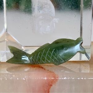MINI Hand Carved Jade Fish Carving Cassiar Mountain British Columbia Jade 1.3"